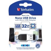 Verbatim Memorie USB Verbatim "Nano" 32GB USB2.0 pendrive + adaptor Micro USB (49822)