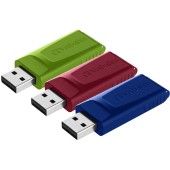 Verbatim Verbatim Slider - USB Drive - 3x16 GB -16 GB Blue - Green - Red 49326