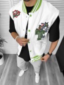 Vesta barbati casual  alba  cu stickere  11826
