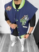 Vesta barbati casual  bleumarin  cu stickere  11826