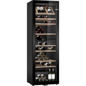 Vitrina vinuri Bosch KWK36ABGA, 370 l, 199 sticle, Iluminare LED, Doua circuite de racire, Clasa G, H 186 cm, Sticla (Negru)