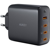 Wall charger Aukey PA-B7S, 1xUSB-A, 3xUSB-C, 100W GaN (black)