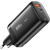 Wall charger, Essager, ECTAC-MYB01-Z, GaN, USB-C, USB-A, 65W (black)