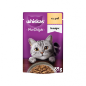 Whiskas Adult, plic hrana umeda pentru pisici, pui in aspic, 85 gr