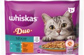 WHISKAS Mix plicuri pisici Adulte, Cod şi Pui, Somon şi Curcan 4x85g