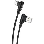 X70 Angled USB to USB-C , 3A, 1m Negru